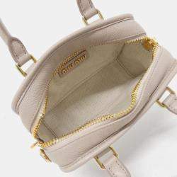 Pre Owned Miu Miu Arcadie Beige Leather Handbag