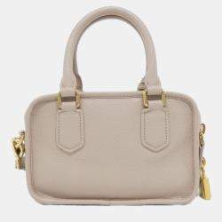 Pre Owned Miu Miu Arcadie Beige Leather Handbag