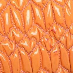 Pre Owned Miu Miu Orange Matelasse Leather Crystal Flap Shoulder Bag