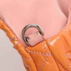Pre Owned Miu Miu Orange Matelasse Leather Crystal Flap Shoulder Bag