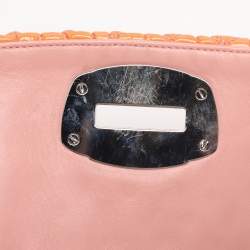 Pre Owned Miu Miu Orange Matelasse Leather Crystal Flap Shoulder Bag