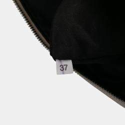 Pre Owned Miu Miu Brown White Wicker Trimmed Leather Top Handle Bag