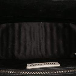 Pre Owned Miu Miu Brown White Wicker Trimmed Leather Top Handle Bag