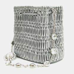 Pre Owned Miu Miu Metallic Leather Napa Crystal Bucket Bag