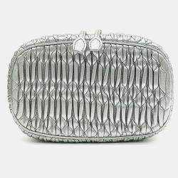 Pre Owned Miu Miu Metallic Leather Napa Crystal Bucket Bag