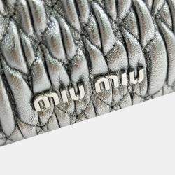 Pre Owned Miu Miu Metallic Leather Napa Crystal Bucket Bag