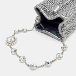 Pre Owned Miu Miu Metallic Leather Napa Crystal Bucket Bag