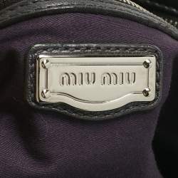 Pre Owned Miu Miu Black Matelasse Leather Pocket Satchel