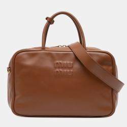 Pre Owned Miu Miu Brown Large Soft Calf Softy Beau Top Handle Bag