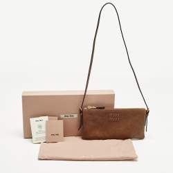 Pre Owned Miu Miu Brown Leather Aviator Shoulder Bag