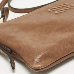 Pre Owned Miu Miu Brown Leather Aviator Shoulder Bag