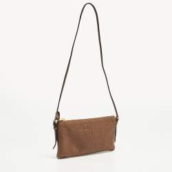 Pre Owned Miu Miu Brown Leather Aviator Shoulder Bag