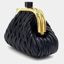 Pre Owned Miu Miu Black Leather Matrasse Miu Belle Mini Bag
