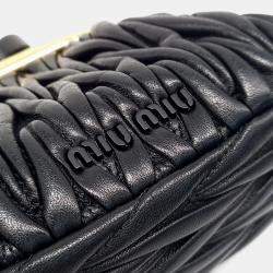 Pre Owned Miu Miu Black Leather Matrasse Miu Belle Mini Bag