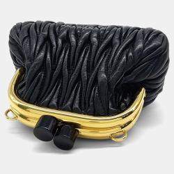 Pre Owned Miu Miu Black Leather Matrasse Miu Belle Mini Bag