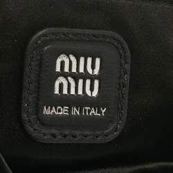 Pre Owned Miu Miu Black Leather and Satin Crystal Embellished Tote