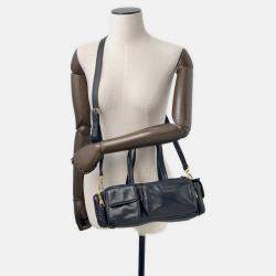 Pre Owned Miumiu Multi-Pocket Handbag Black Leather