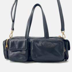 Pre Owned Miumiu Multi-Pocket Handbag Black Leather