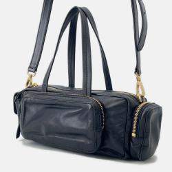 Pre Owned Miumiu Multi-Pocket Handbag Black Leather