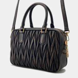 Pre Owned Miu Miu Miu Arcadi Matelasse Distressed Medium Leather Handbag
