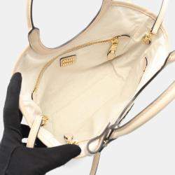 Pre Owned Miu Miu Miu Ivy Handbag  Leather  Beige