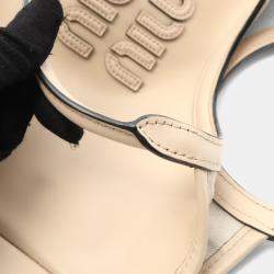 Pre Owned Miu Miu Miu Ivy Handbag  Leather  Beige