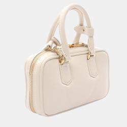 Pre Owned Miu Miu Miu Softy Padded Accardi Mini Bag  Leather Handbag  White