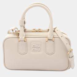 Pre Owned Miu Miu Miu Softy Padded Accardi Mini Bag  Leather Handbag  White