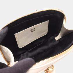 Pre Owned Miu Miu Miu Softy Padded Accardi Mini Bag  Leather Handbag  White