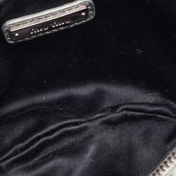 Pre Owned Miu Miu Metallic Silver Matelassé Leather Belt Bag