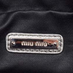Pre Owned Miu Miu Metallic Silver Matelassé Leather Belt Bag