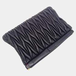 Pre Owned Miu Miu Black Leather Matrasse Clutch