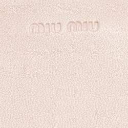 Pre Owned Miu Miu Light Pink Matelassé Leather Flap Clutch