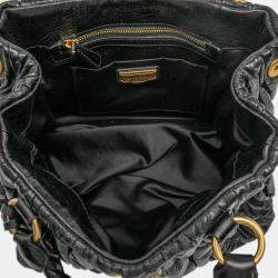 Pre Owned Miu Miu Black Matelasse Lux Lambskin Bauletto Aperto Satchel