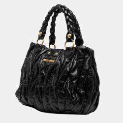 Pre Owned Miu Miu Black Matelasse Lux Lambskin Bauletto Aperto Satchel