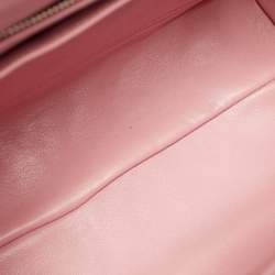 Pre Owned Miu Miu Pink Matelassé Leather Flap Top Handle Bag