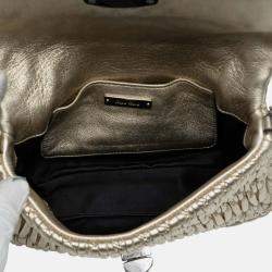 Pre Owned Miu Miu Gold Matelasse Nappa Crystal Chain Satchel