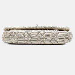 Pre Owned Miu Miu Gold Matelasse Nappa Crystal Chain Satchel