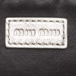 Pre Owned Miu Miu Silver Matelasse Leather Phone Holder Crossbody Bag