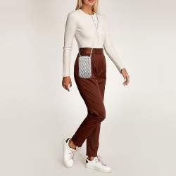 Pre Owned Miu Miu Silver Matelasse Leather Phone Holder Crossbody Bag