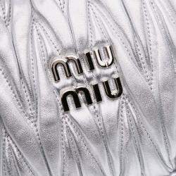 Pre Owned Miu Miu Silver Mini Matelasse Metallic Nappa Wander Bag
