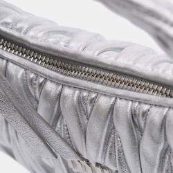 Pre Owned Miu Miu Silver Mini Matelasse Metallic Nappa Wander Bag