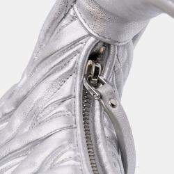 Pre Owned Miu Miu Silver Mini Matelasse Metallic Nappa Wander Bag