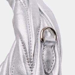 Pre Owned Miu Miu Silver Mini Matelasse Metallic Nappa Wander Bag