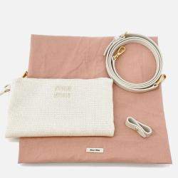 Pre Owned Miumiu Ivy Logo Tote White/Black Cotton100%