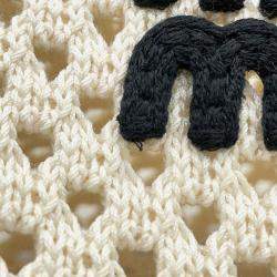 Pre Owned Miumiu Ivy Logo Tote White/Black Cotton100%