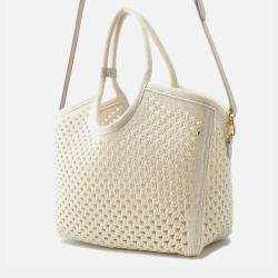 Pre Owned Miumiu Ivy Logo Tote White/Black Cotton100%