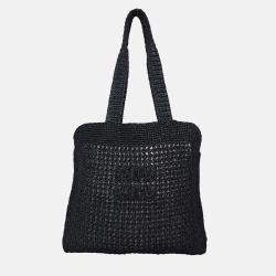 Pre Owned Miu Miu Crochet Raffia Tote Bag
