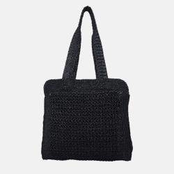 Pre Owned Miu Miu Crochet Raffia Tote Bag