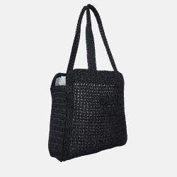 Pre Owned Miu Miu Crochet Raffia Tote Bag